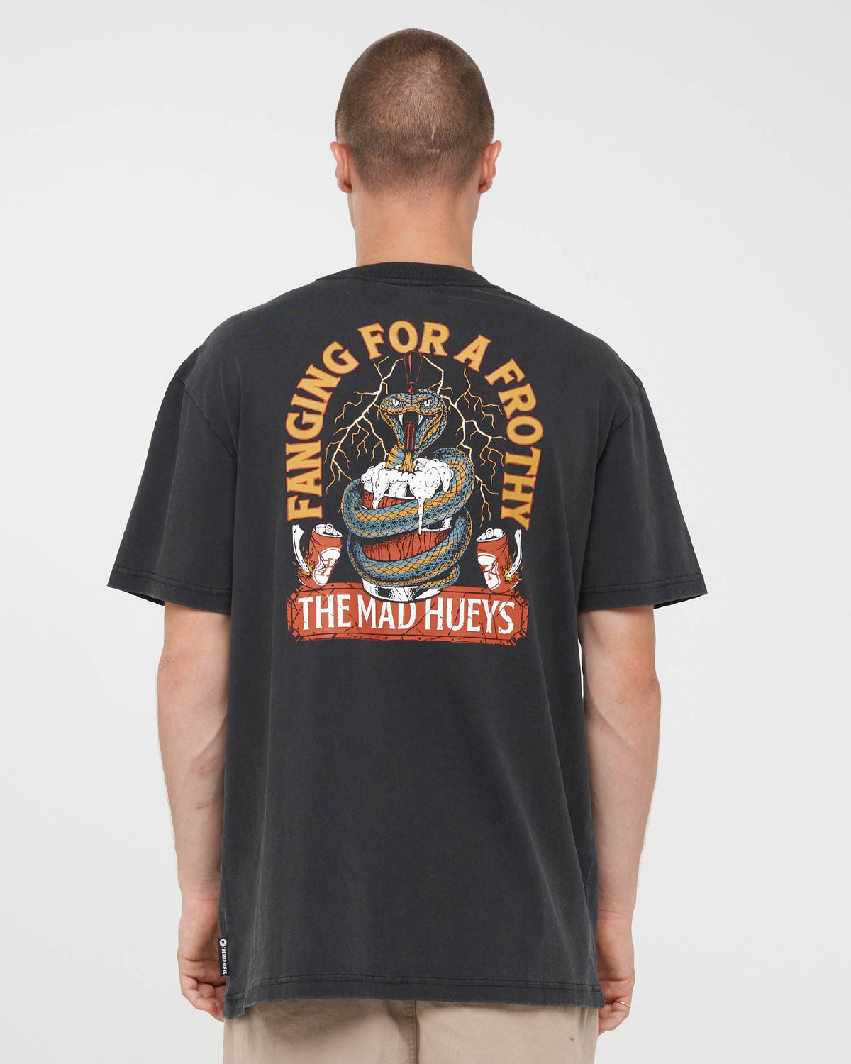 Mad Hueys Fanging Keg SS Tee in washed black - front