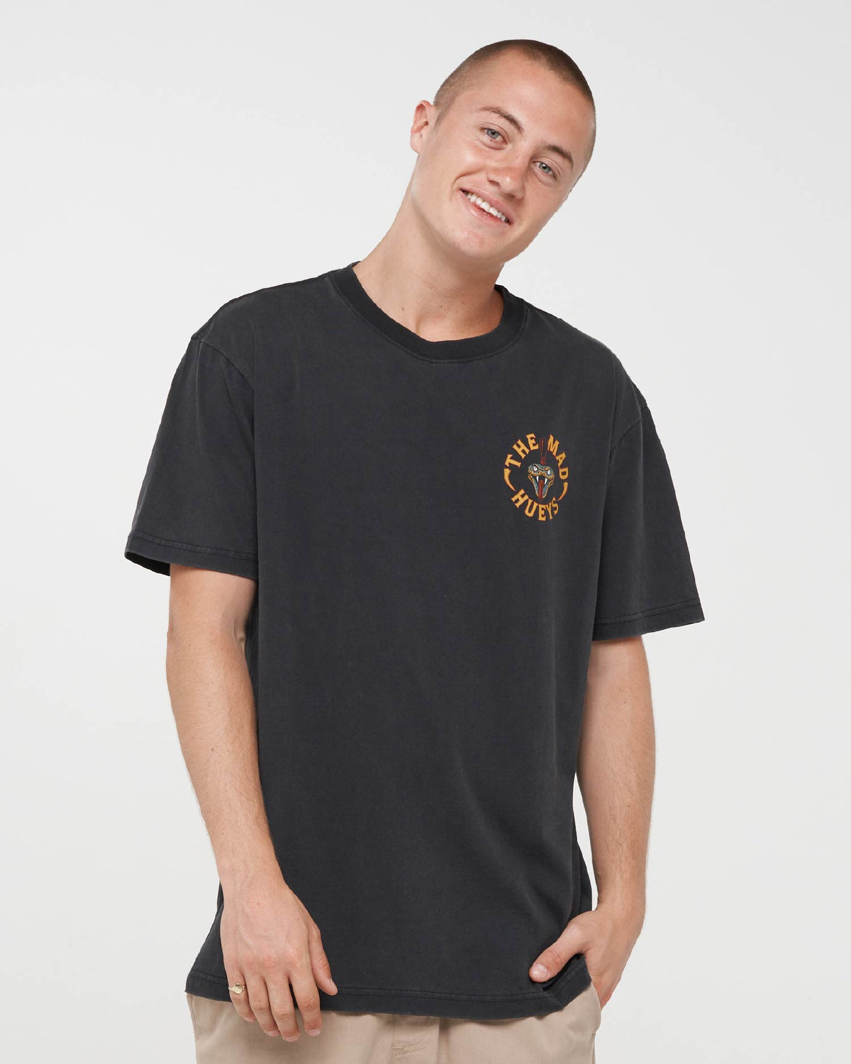 Mad Hueys Fanging Keg SS Tee in washed black - back