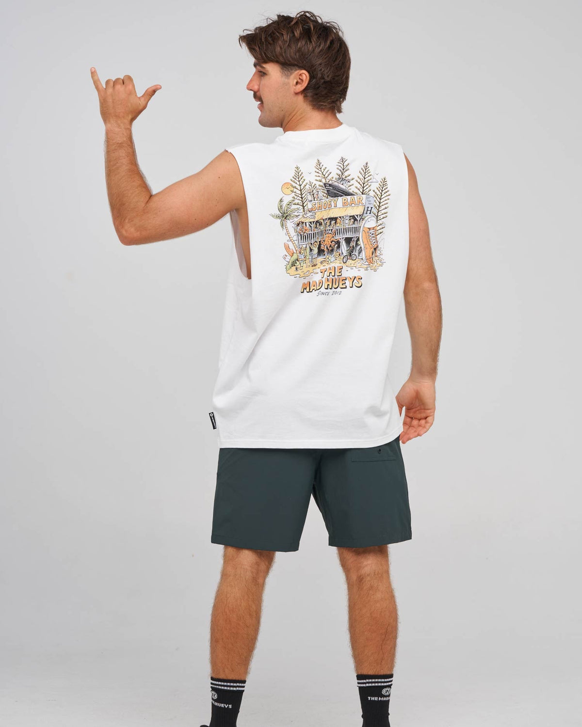 Mad Hueys Shoey Bar Muscle in white - print