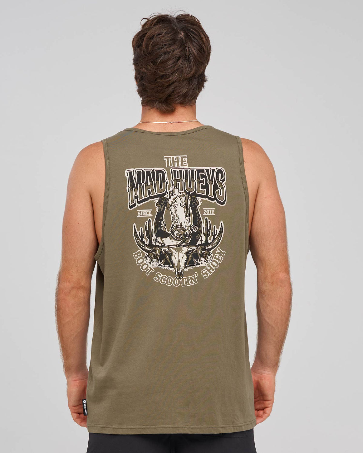 The Mad Hueys Scootin Shoey Tank Olive back