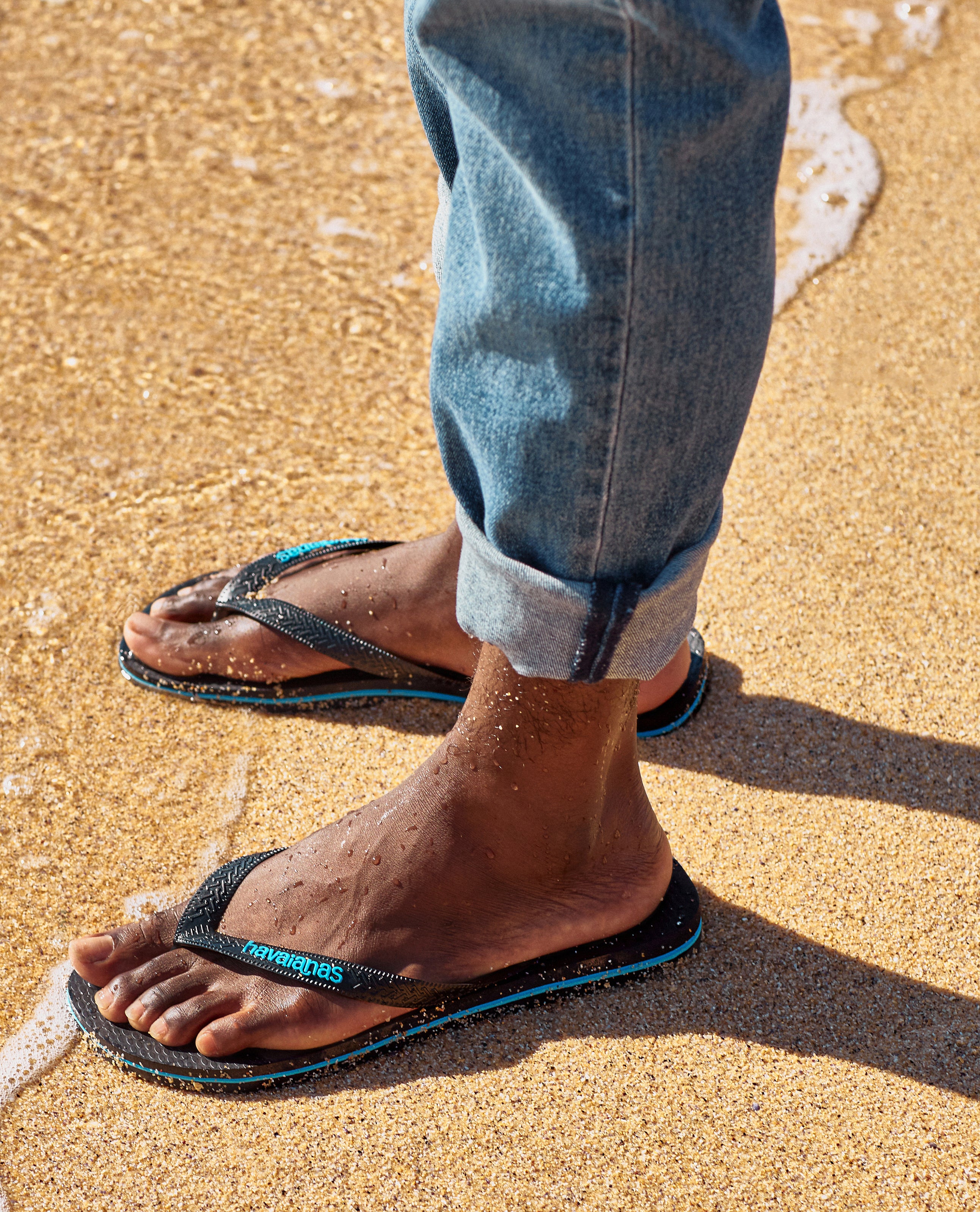 Havaianas Top Rubber Logo - Black / Blue (view 3)