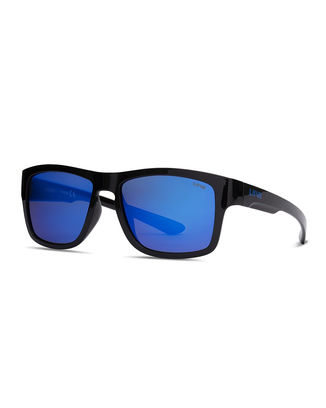 Liive Harry kids sunglasses in black with blue mirror lens