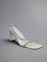 Kaye Heel - White Diamante - Catani Clothing