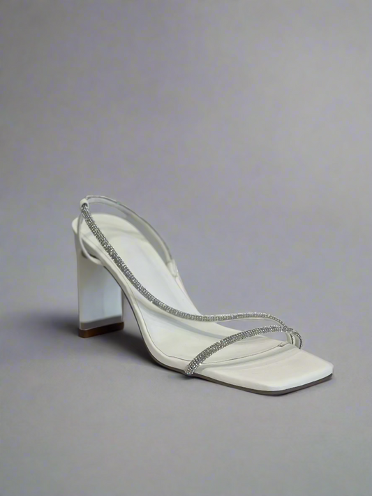 Kaye Heel - White Diamante