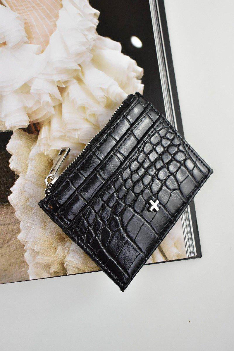 Peta + Jain Ivy Credit Card Wallet Black Croc - detail view