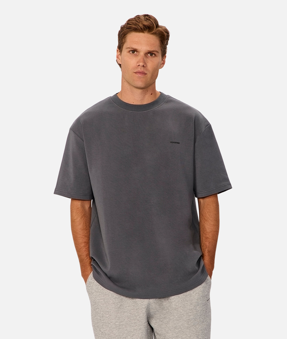 Industrie Newport Tee in Slate - worn