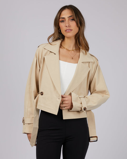 Lauren Cropped Trench Coat - Natural