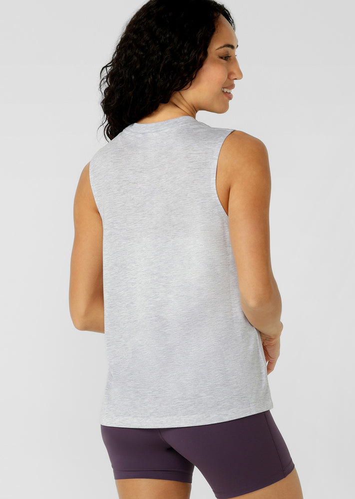 Lorna Jane Lotus Muscle Tank - Light Grey Marl (view 3)