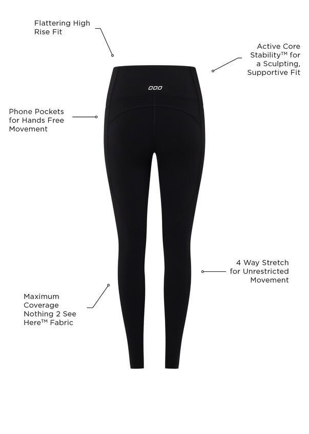 Amy Phone Pocket Full Length Tech Leggings - Black