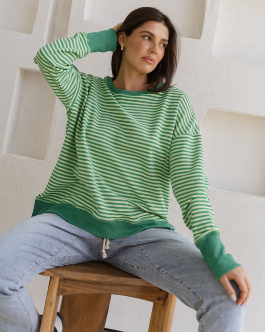 Cove Sweat - Green Stripe