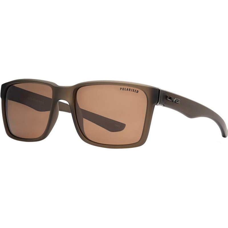 Liive Moto polarised sunglasses in matt crystal army