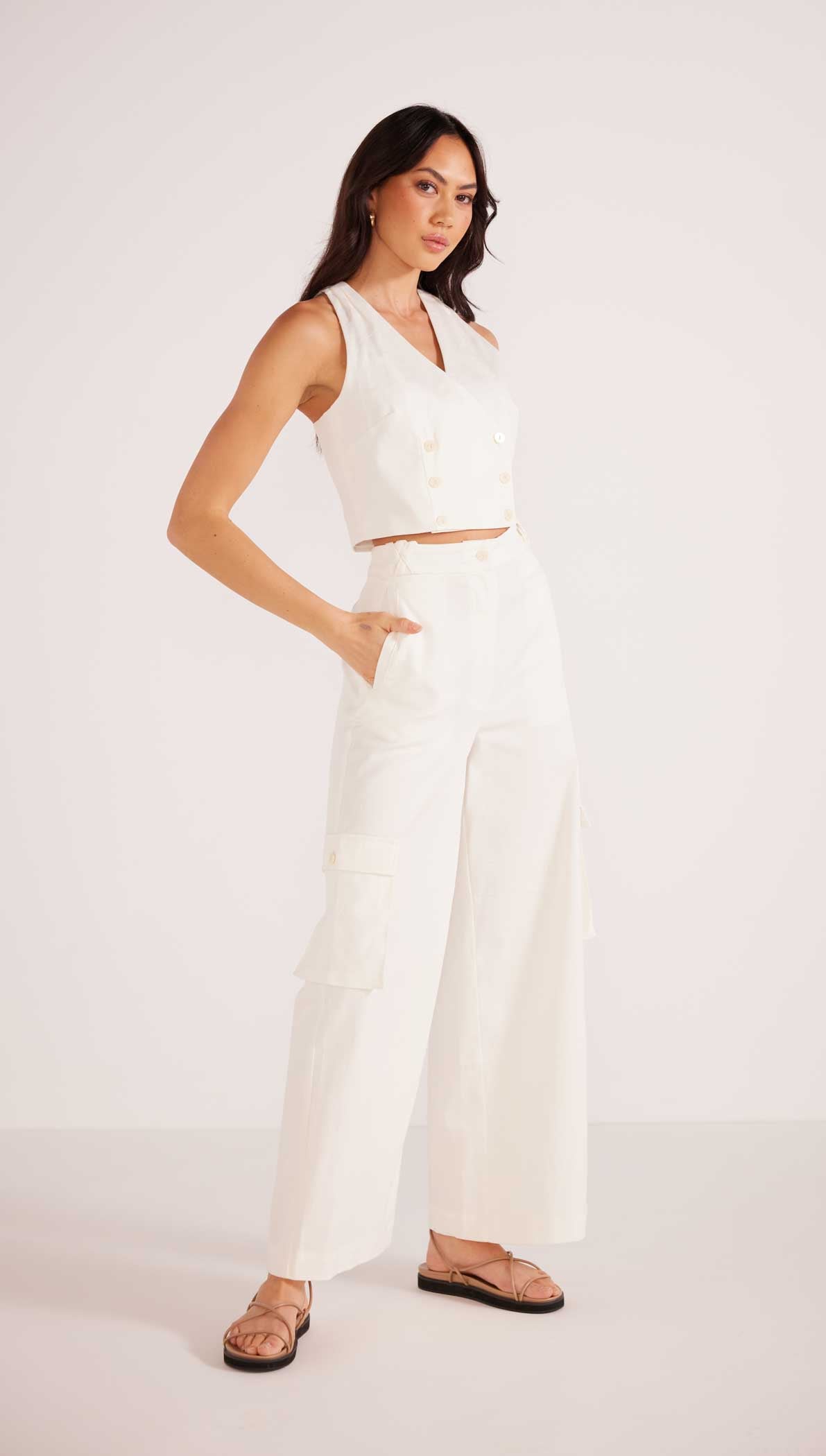 Lottie Cargo Pants - White