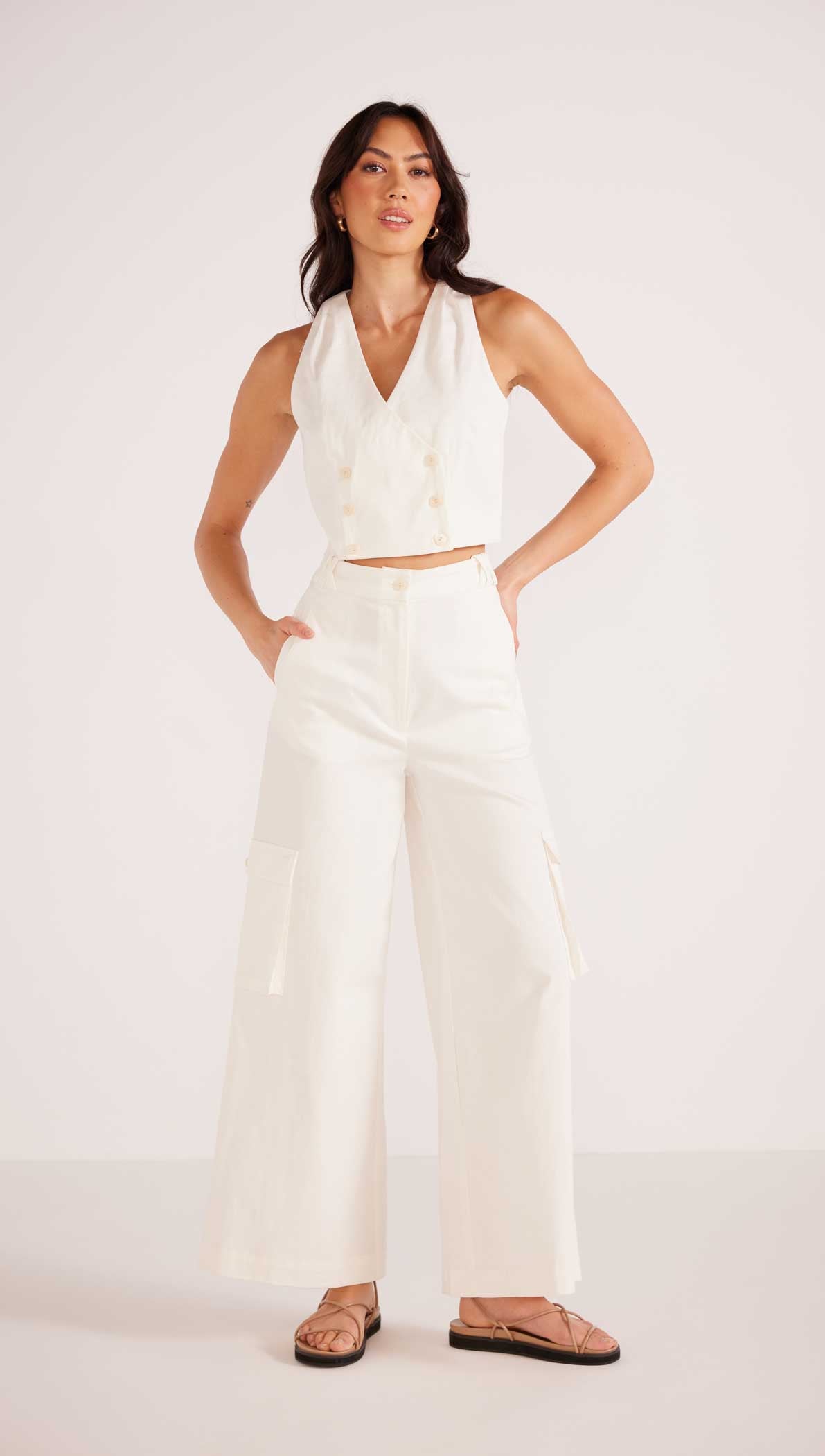 Lottie Cargo Pants - White