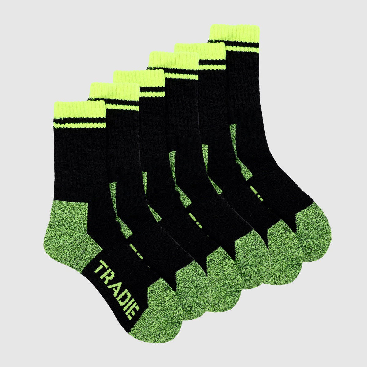 Tradie cotton blend work sock three pack flat lay