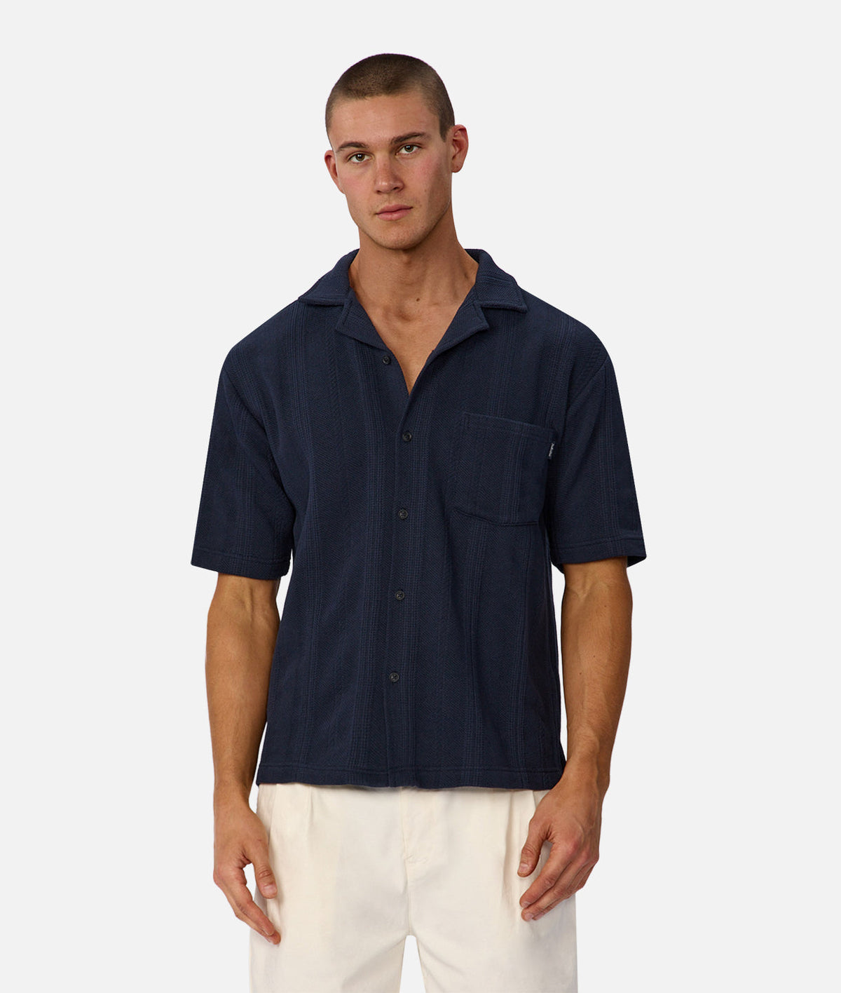 Industrie The Malaga Short Sleeve Shirt in New Navy