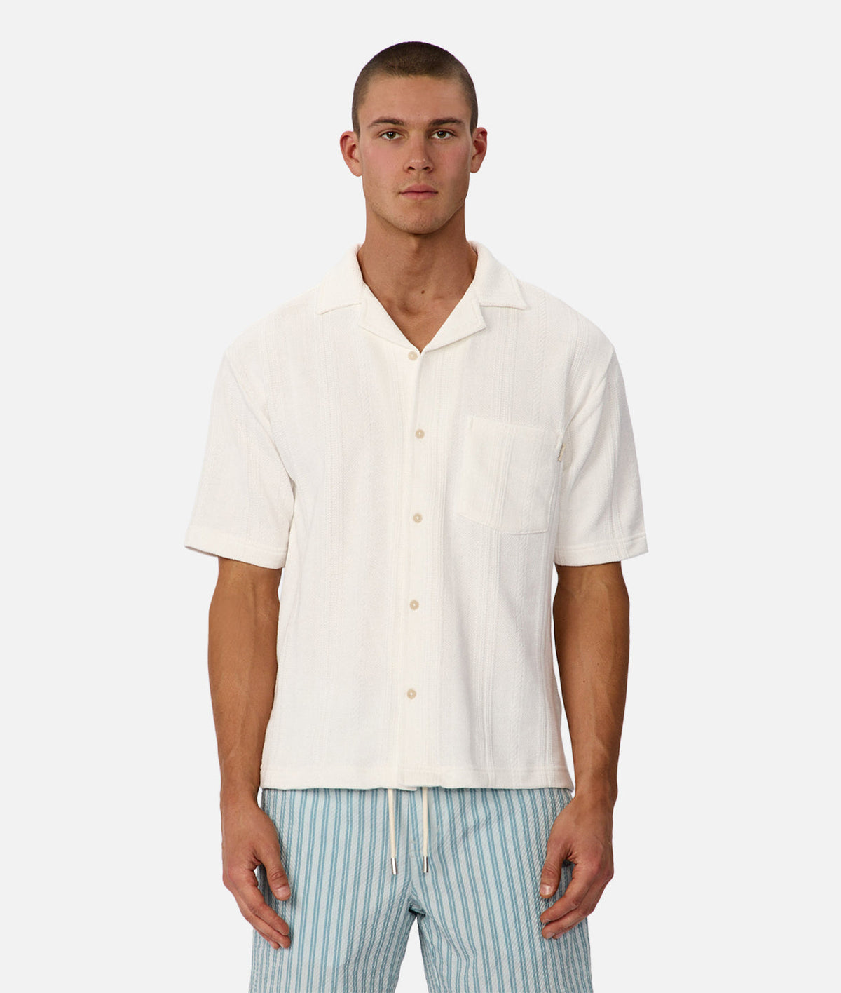 Industrie The Malaga Short Sleeve Shirt in Off White