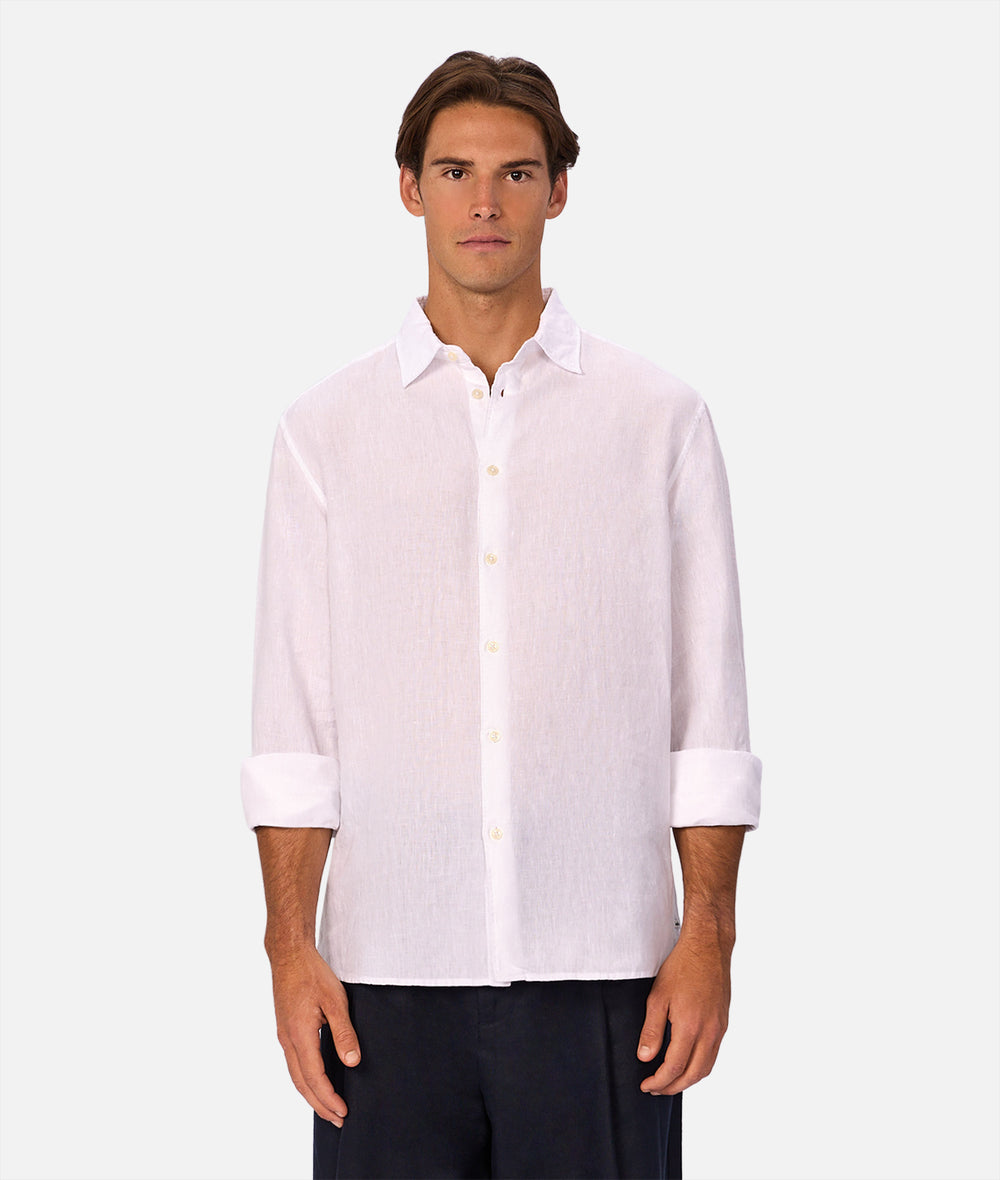 The St Martins Long Sleeve Linen Shirt - Winter White