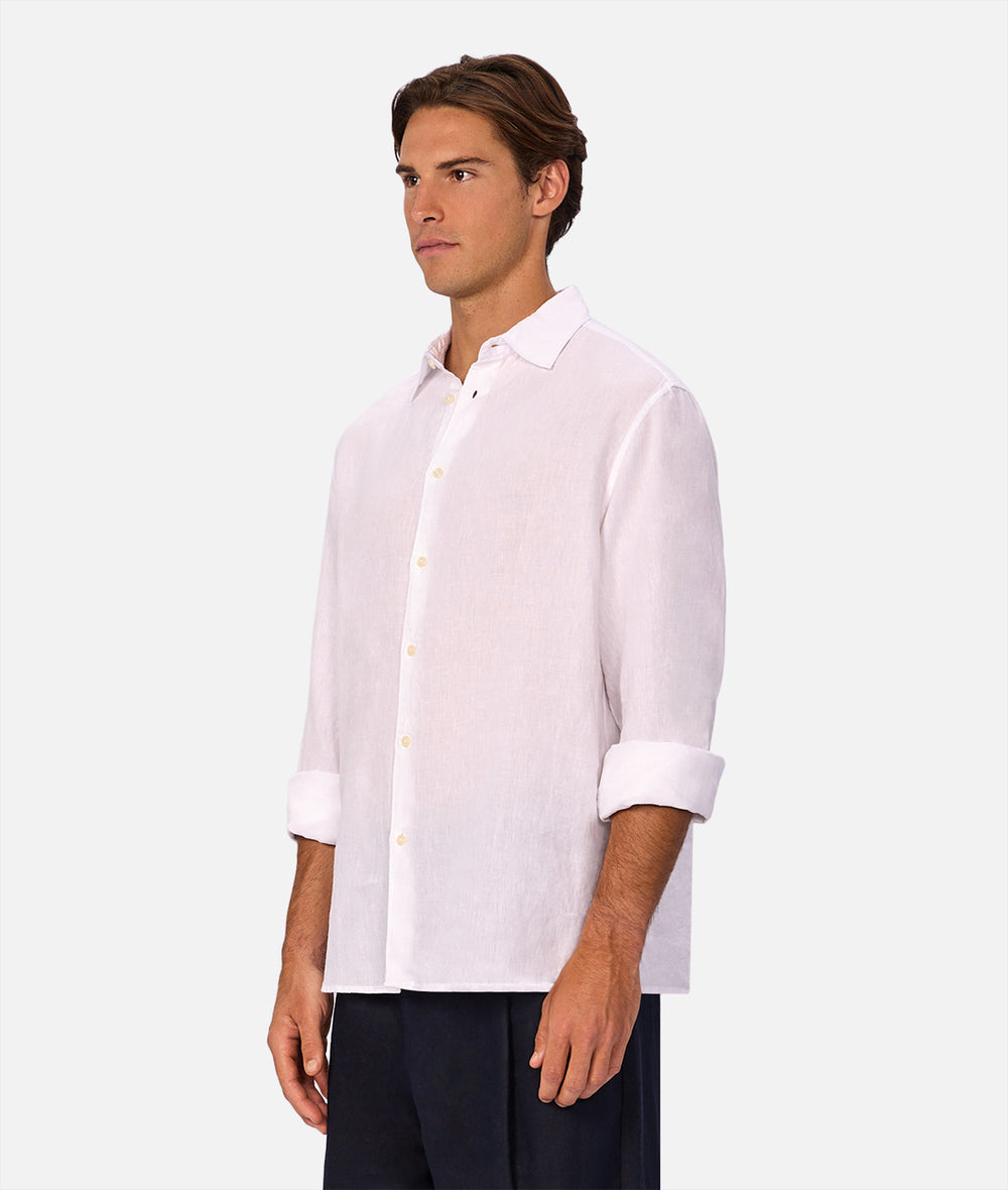 Industrie The St Martins Long Sleeve Linen Shirt - Winter White (view 3)