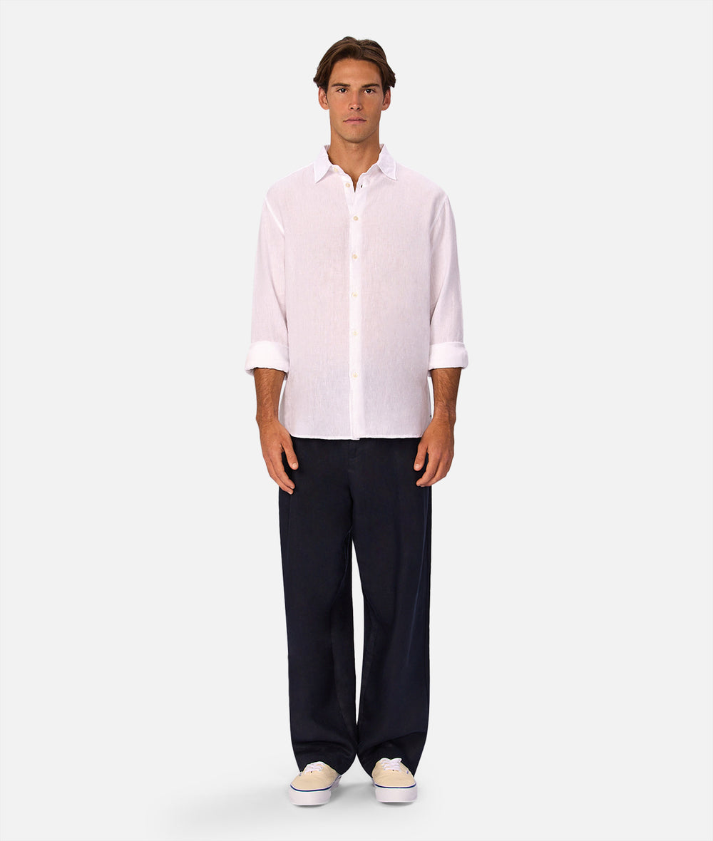 Industrie The St Martins Long Sleeve Linen Shirt - Winter White (view 5)