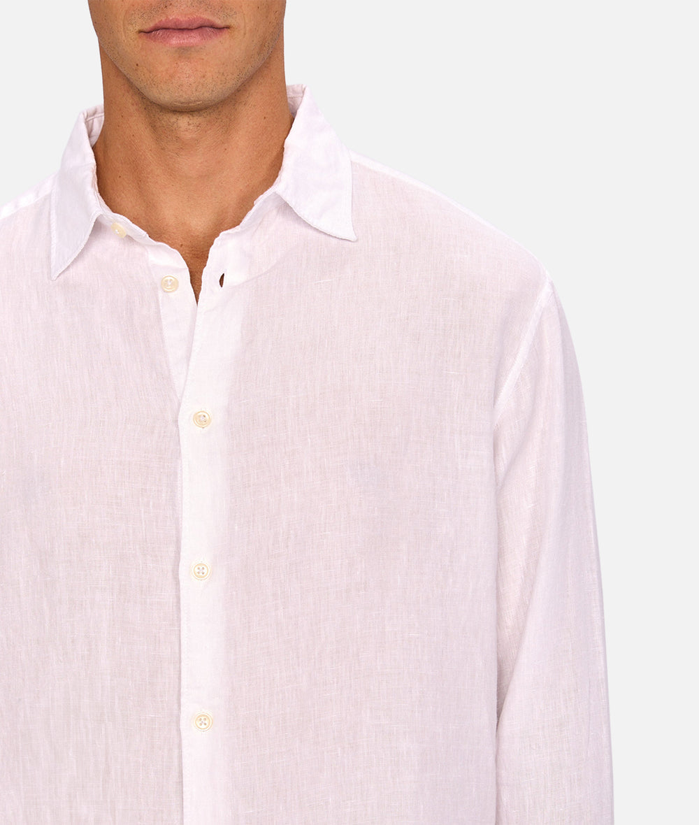 Industrie The St Martins Long Sleeve Linen Shirt - Winter White (view 6)