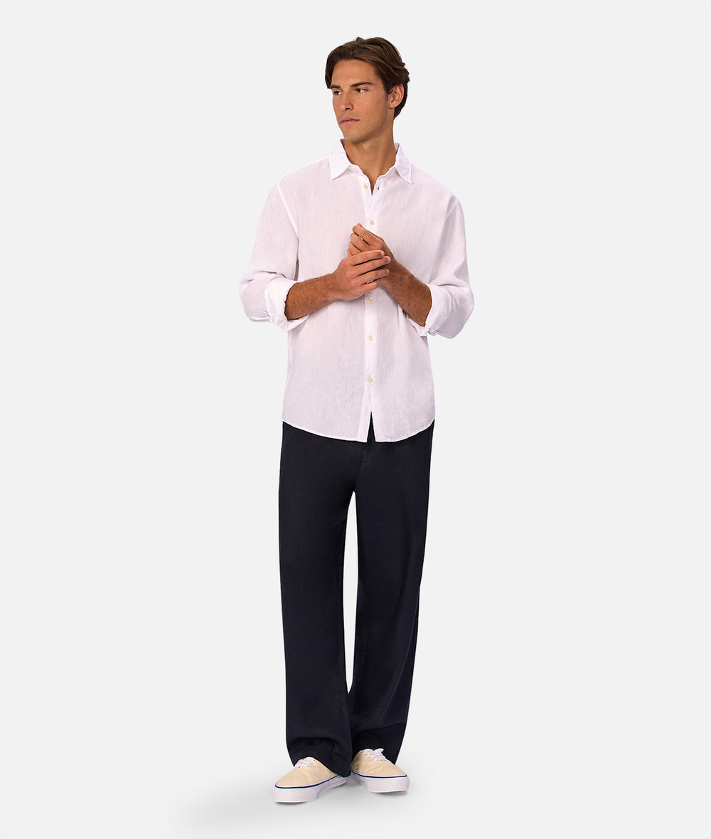 The St Martins Long Sleeve Linen Shirt - Winter White