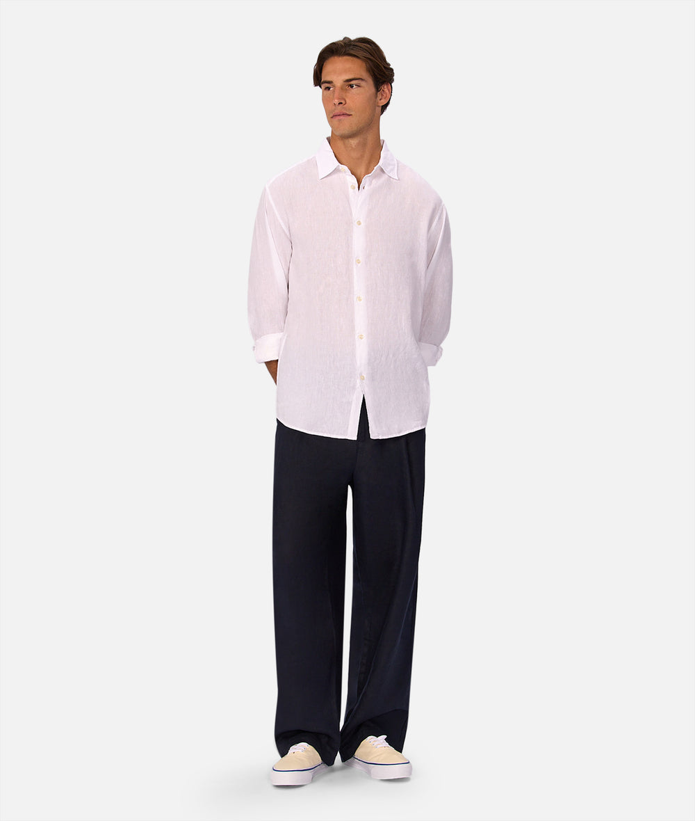 Industrie The St Martins Long Sleeve Linen Shirt - Winter White (view 9)