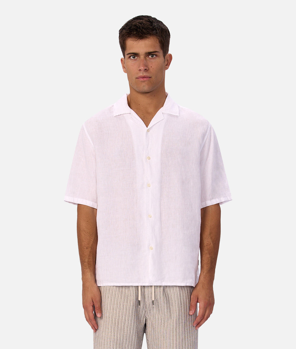 The St Martins Short Sleeve Linen Shirt - Winter White