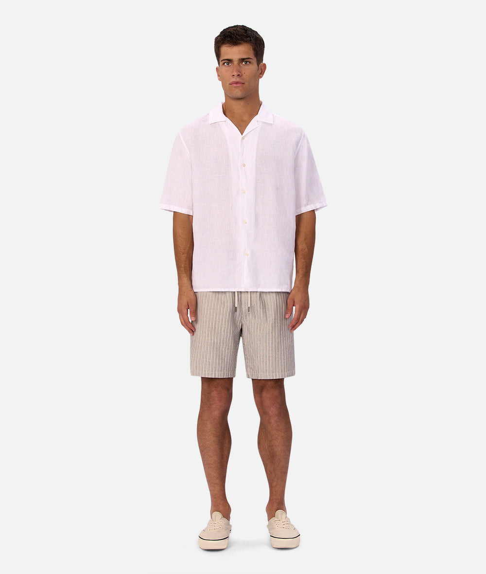 Industrie The St Martins Short Sleeve Linen Shirt - Winter White (view 4)