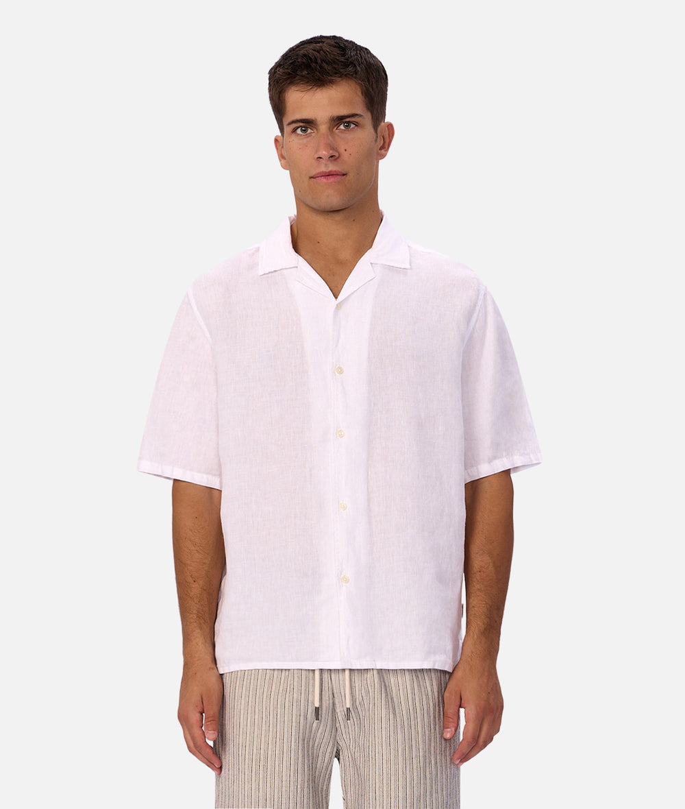 Industrie The St Martins Short Sleeve Linen Shirt - Winter White (view 7)