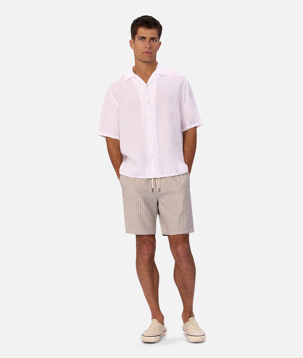 Industrie The St Martins Short Sleeve Linen Shirt - Winter White (view 8)