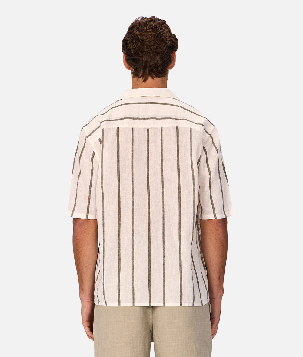 The Mulholland Short Sleeve Shirt - Off White / Olive