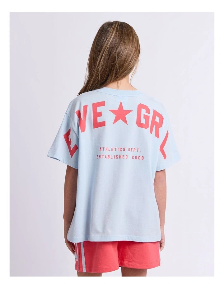 Eve Girl Motion Tee in light blue and pink - front