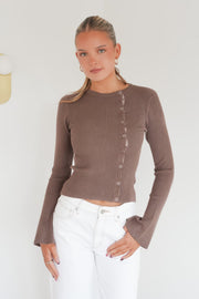 Marleigh Knit Long Sleeve - Brown - Catani Clothing