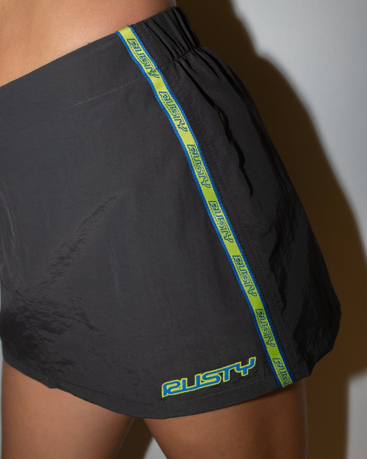 Rusty Lombardi Nylon Mini Skirt - Coal (view 3)