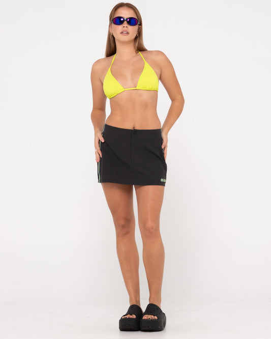 Lombardi Nylon Mini Skirt - Coal