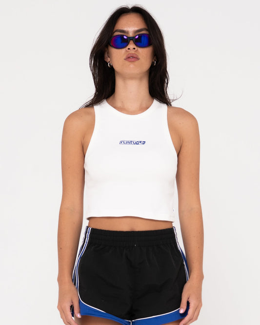 Rusty Contrast Racer Tank - White