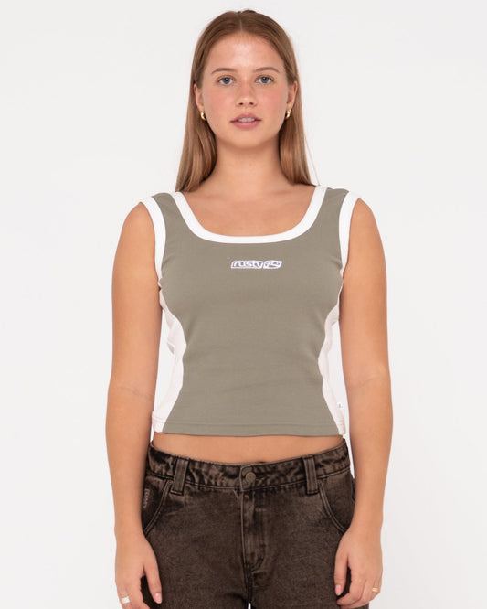 Nineties Ribbed Skimmer Length Tank - Shadow Army