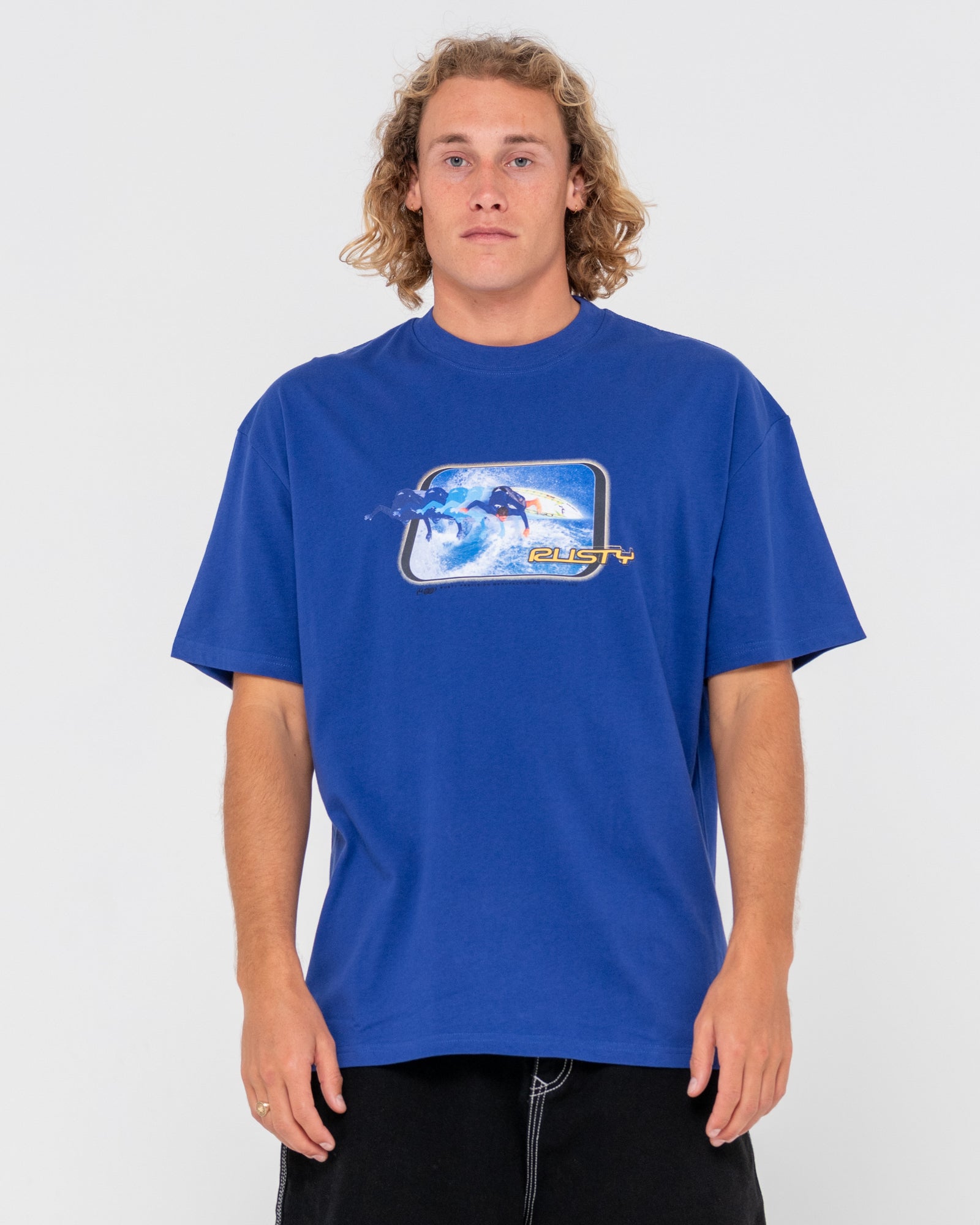 Tidal Kombat Twice Oversized SS Tee - Delft Blue - Catani Clothing