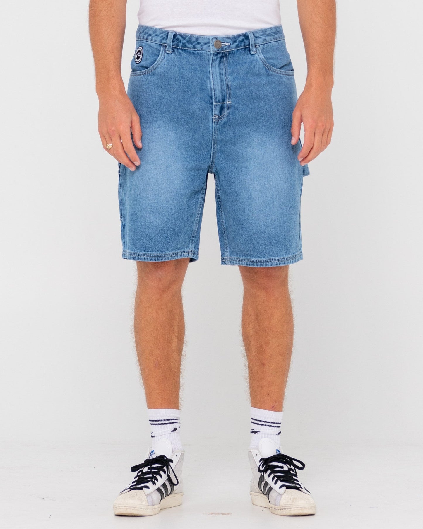 Dungaree Denim Jort - Hard Hat Blue