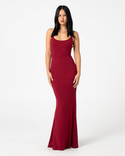 Nicky Fitted Slip Maxi Dress - Cherry Red - Catani Clothing