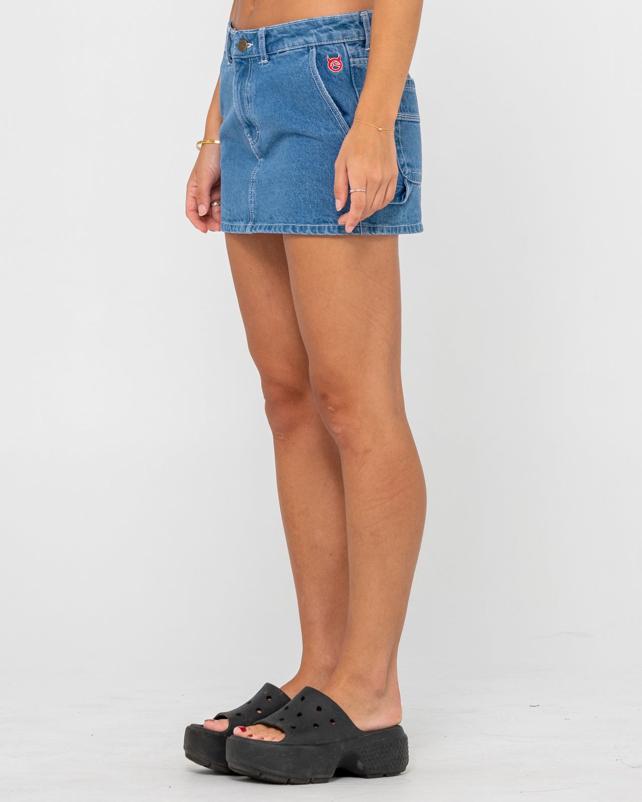 Rusty Billie Low Rise Denim Mini Skirt - Middy Blue (view 3)