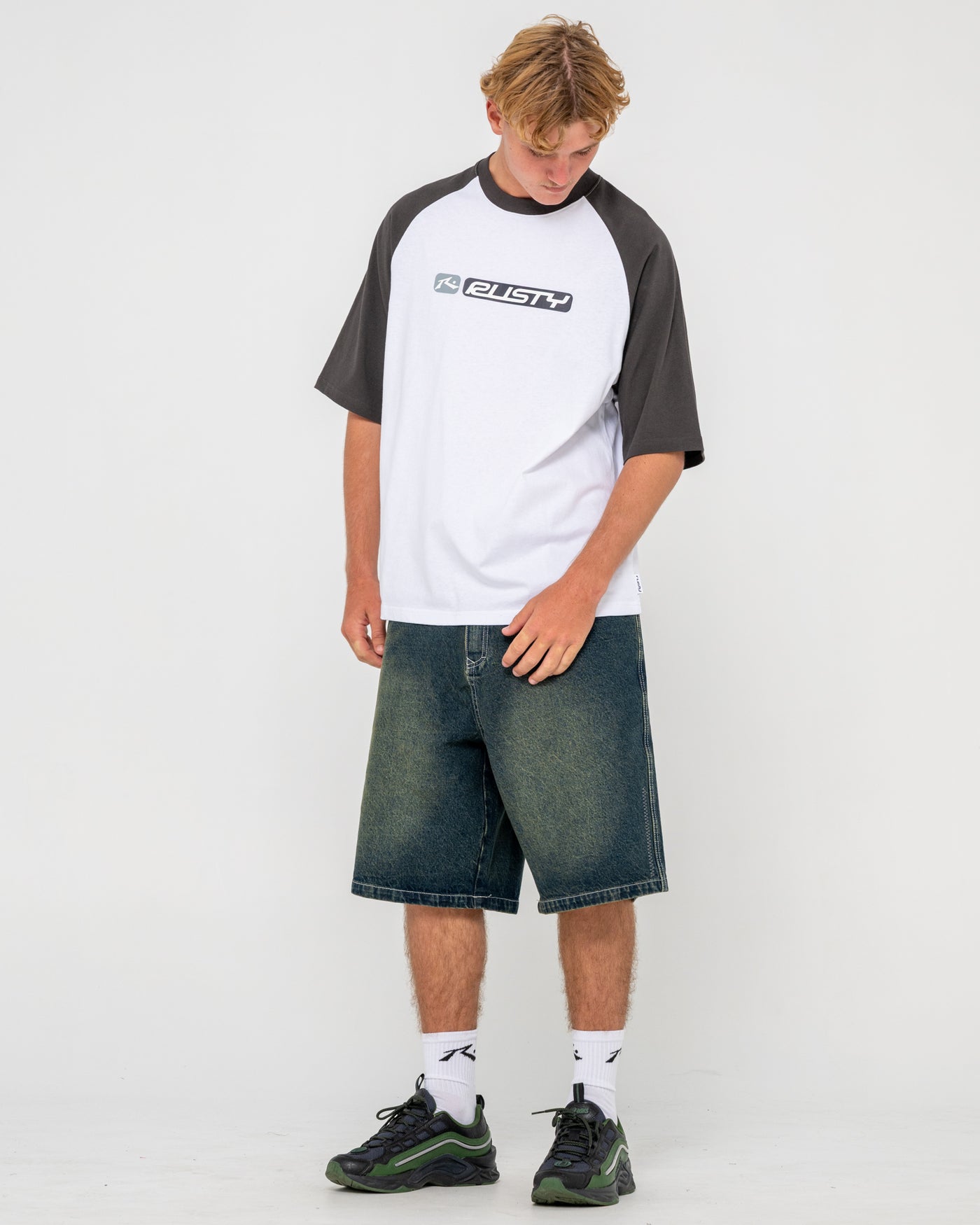 Bubble Raglan Short Sleeve Tee - White