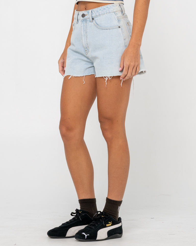 Rusty Penny Kick Flare Denim Short - Sky Blue Heather (view 4)