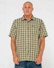 Datsun Check Short Sleeve Shirt - Army Green - Catani Clothing