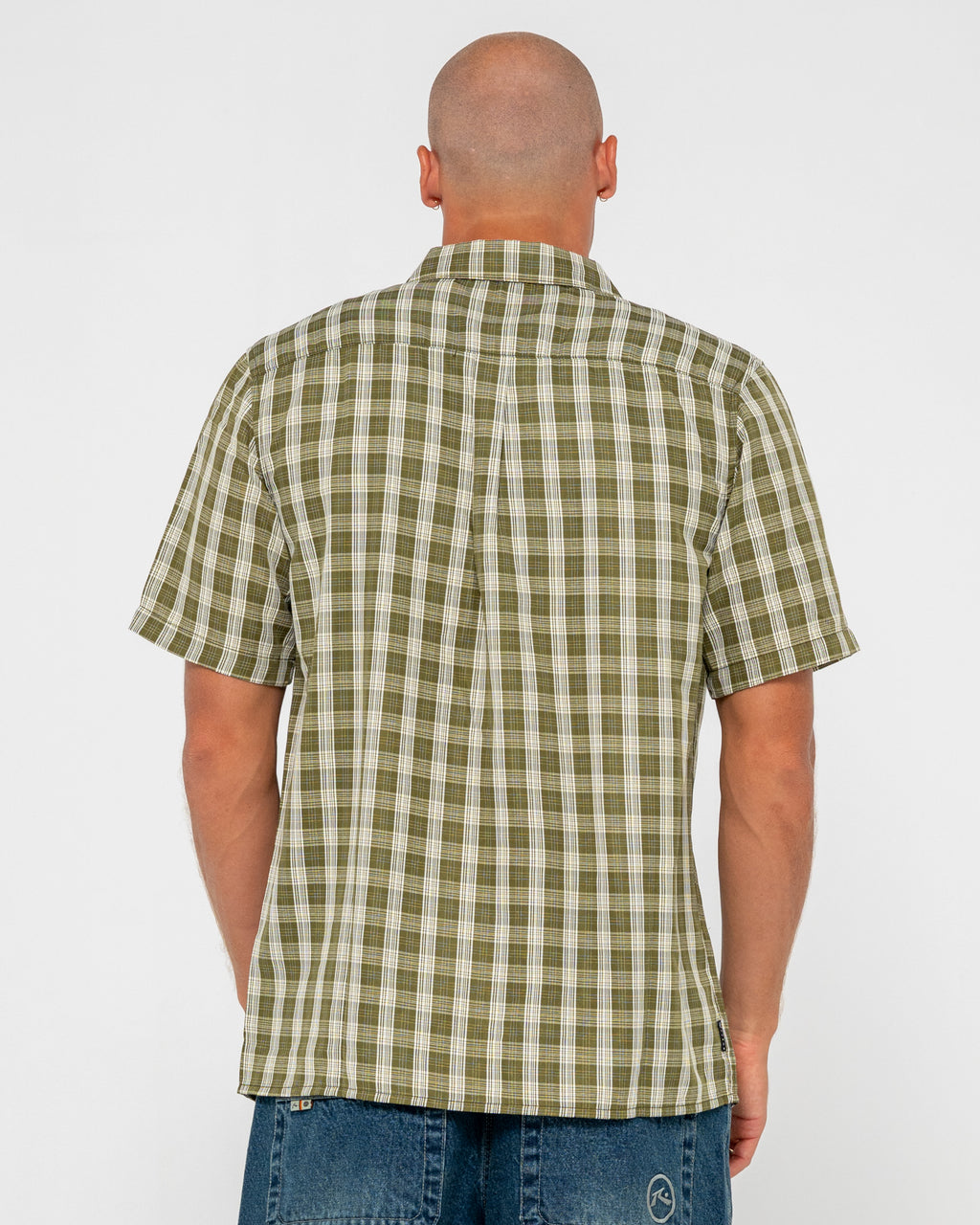 Datsun Check Short Sleeve Shirt - Army Green