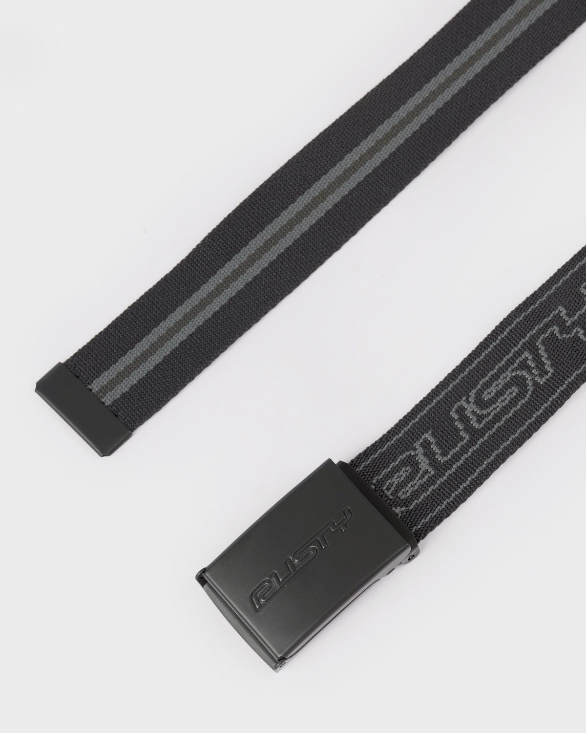Rusty Flip Daddy Reversible Webbing Belt in carbon - detail