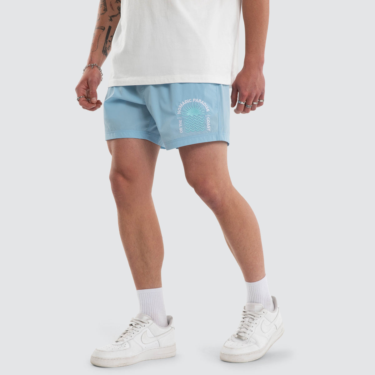 Nomadic Paradise Coral Swim Short in Baby Blue
