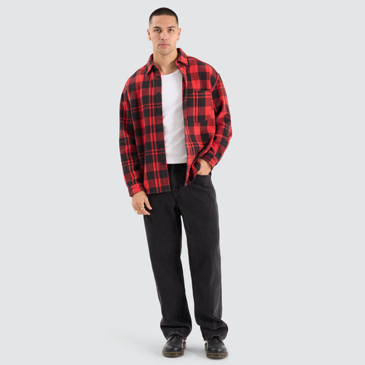 Mare Dropped Shoulder LS Shirt - Black / Red Check