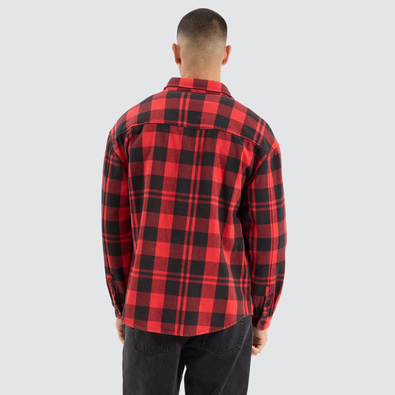 Mare Dropped Shoulder LS Shirt - Black / Red Check