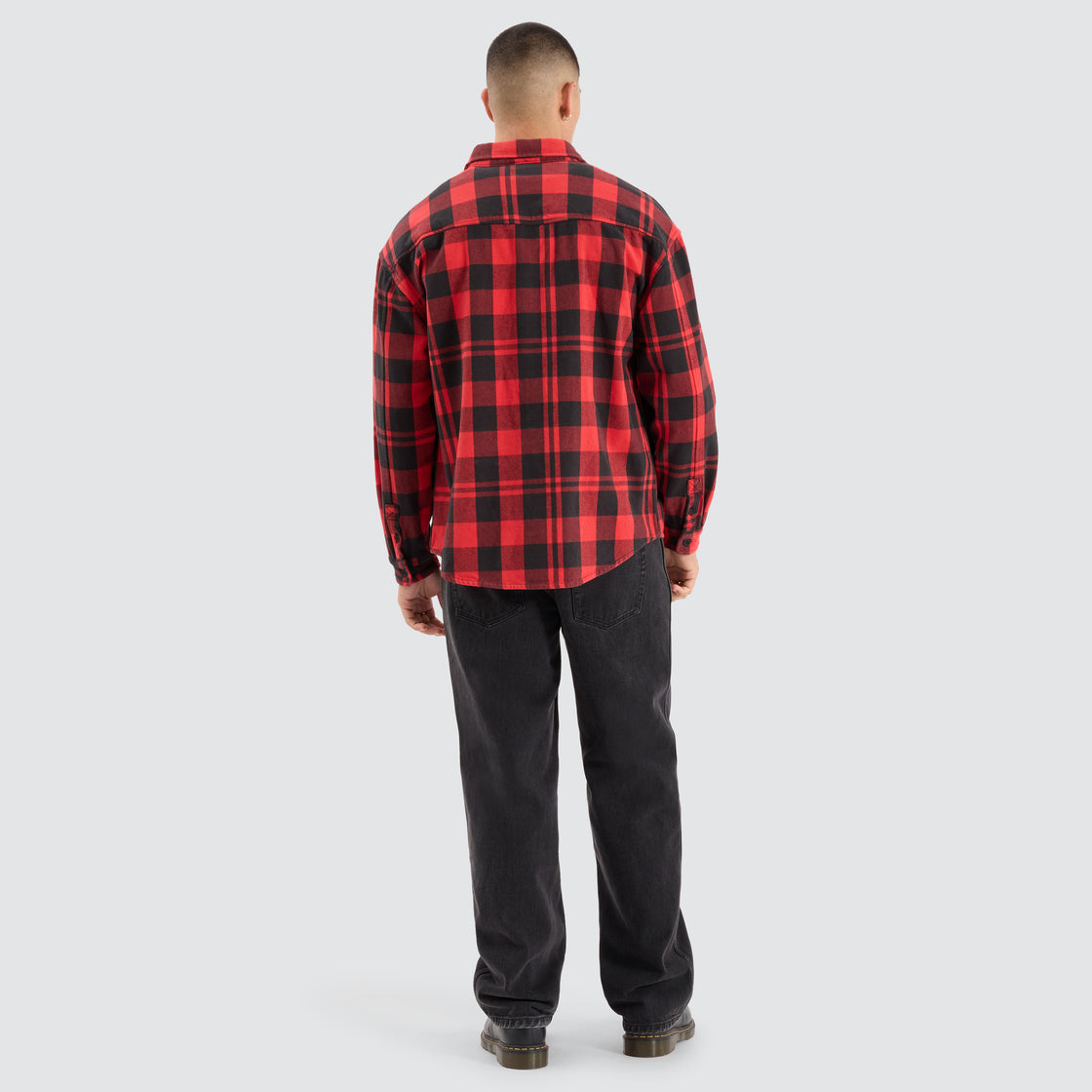 Mare Dropped Shoulder LS Shirt - Black / Red Check